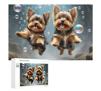 Rompecabezas para adultos, 1000 piezas de cachorros Yorkie felices flotando con burbujas, rompecabezas para adultos, juego de acertijo cerebral, decoración de pared, regalo de cumpleaños, regalos