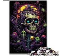 Rompecabezas para Adultos, 1000 Piezas de Calavera psicodélica de cartón, Juego Familiar Interactivo, decoración del hogar DIY, Regalo desafiante y acertijo, 1000 Piezas(26x38cm)