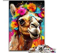 Rompecabezas para Adultos, 1000 Piezas de Camello con Flores, Rompecabezas difíciles para Adultos, tamaño 50x75cm, Juego de ingenio para Adolescentes, Fiestas.