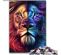 Rompecabezas para Adultos,1000 Piezas de Cara de león Colorida,Rompecabezas de Animales para Adultos,1000 Piezas de Bricolaje,Juego de Rompecabezas de decoración del hogar para Adolescentes,26x38cm