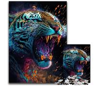 Rompecabezas para Adultos, 1000 Piezas de cartón con Rugido Brillante de Tigres, Regalo para un desafío Mental, Actividad educativa para Adolescentes, 26x38cm/10,23x14,96 Pulgadas