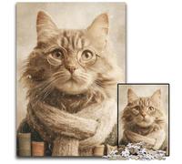 Rompecabezas para Adultos, 1000 Piezas de cartón de Gato Feliz, diseño intrincado para Adolescentes, decoración DIY y diversión para estimular el Cerebro, 26x38cm
