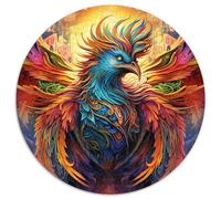 Rompecabezas para Adultos, 1000 Piezas de cartón Redondo con diseño de Ave fénix psicodélica, Juego Decorativo DIY Que estimula el Cerebro, Juguete Interactivo Familiar (67,5 x 67,5 cm)