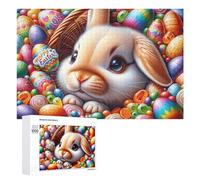 Rompecabezas para adultos, 1000 piezas de cesta de conejo de Pascua feliz para adultos, juego difícil desafío para es ideal como regalo, 1000 piezas