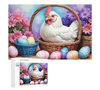 Rompecabezas para adultos, 1000 piezas de cesta de Pascua con rompecabezas de pollo para adultos, juegos de relajación, regalos difíciles para amigos y familiares, 1000 piezas