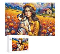 Rompecabezas para adultos, 1000 piezas de chica de granja con perro, rompecabezas para adultos, juego de acertijo cerebral, decoración de pared, regalo de cumpleaños, regalos, 1000 piezas