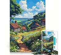 Rompecabezas para Adultos 1000 Piezas de Ciudad de Cuento de Hadas Pixel Art Premium Edge Art Juguete de Habilidades cognitivas Juego Casual Juego de cumpleaños Divertido (38x52cm)