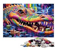 Rompecabezas para Adultos: 1000 Piezas de cocodrilo del Nilo psicodélico Rompecabezas de Papel para Adultos y niños Juguete Educativo (tamaño 38 x 26 cm)