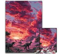 Rompecabezas para Adultos, 1000 Piezas de Dinosaurios al Atardecer, desafiante Rompecabezas para Adolescentes, diversión Familiar Nocturna de Juegos, 26x38cm