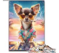 Rompecabezas para Adultos, 1000 Piezas de DJ Chihuahua, 50x75cm, Ideal para la Familia, decoración del hogar, Regalo navideño
