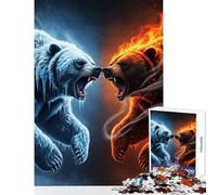 Rompecabezas para Adultos: 1000 Piezas de enfrentamiento de Osos de Hielo y Fuego decoración del hogar Juguetes Regalo Divertido Juego Imposible Interesante para Reducir el estrés (tamaño 38x26cm)