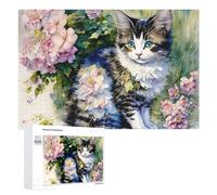 Rompecabezas para adultos, 1000 piezas de fantasía floral, arte de gatito, rompecabezas para adolescentes, juego de acertijo, decoración del hogar, cumpleaños único y regalos, 1000 piezas