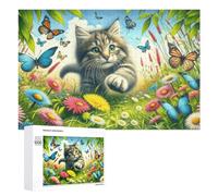 Rompecabezas para adultos, 1000 piezas de fantasía, gatitos y mariposas, para adultos, juegos divertidos, decoración perfecta, desafiante para completar 1000 piezas