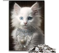 Rompecabezas para Adultos, 1000 Piezas de Gatito Blanco Esponjoso, Ideal para Decorar, desafío Mental, para Adultos, Familia, Regalo navideño (tamaño: 26x38cm)