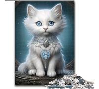 Rompecabezas para Adultos, 1000 Piezas de Gatito Blanco Esponjoso, Ideal para Decorar la Pared del hogar y como Regalo Familiar (tamaño 50x75cm)