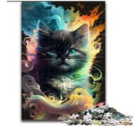 Rompecabezas para Adultos, 1000 Piezas de Gatitos de Colores con Humo, Ideal para divertirse en Familia, Vacaciones y Noches de Juegos interactivos (tamaño: 50x75cm)