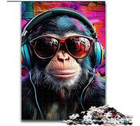 Rompecabezas para Adultos, 1000 Piezas de Gorila con Auriculares, 50x75cm, Ideal para reuniones Familiares, cumpleaños y festividades