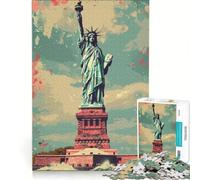 Rompecabezas para Adultos 1000 Piezas de la Estatua de la Libertad Estilo Vintage Juego de ingenio interacción Entre Padres e Hijos fortalece el Amor en Pareja 38x52cm