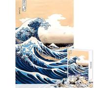 Rompecabezas para Adultos 1000 Piezas de la Gran Ola de Hokusai Juguetes educativos Regalos para Mujeres y Hombres Juegos relajantes Que ayudan a ejercitar el Cerebro tamaño 38x52cm