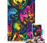 Rompecabezas para Adultos 1000 Piezas de la Manada de Lobos neón Juego de ingenio interacción Entre Padres e Hijos fortalece el Amor Entre Parejas 38x52cm