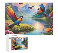Rompecabezas para adultos, 1000 piezas de loros coloridos en la naturaleza, rompecabezas para adultos, desafío difícil, ideal como regalo, 1000 piezas