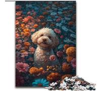 Rompecabezas para Adultos, 1000 Piezas de Madera Caniches Entre Flores, Ideal para familias, decoración del hogar, Regalo navideño(50x75cm)