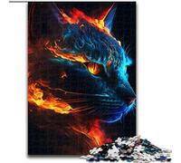 Rompecabezas para Adultos, 1000 Piezas de Madera con Cara de Gato Pintada a Mano, para Adolescentes Mayores de 14 años, decoración del hogar, 50x75cm, Regalo de cumpleaños