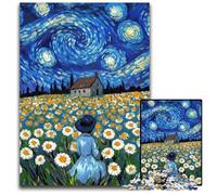 Rompecabezas para Adultos, 1000 Piezas de Madera con diseño de Diente de león bajo el Cielo Nocturno, decoración del hogar, diversión Familiar, a Partir de 14 años, 50x75cm