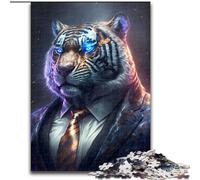 Rompecabezas para Adultos, 1000 Piezas de Madera de Boss Tiger con Traje, Entretenimiento Relajante, Navidad y decoración del hogar, 1000 Piezas(50x75cm)