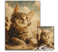 Rompecabezas para Adultos, 1000 Piezas de Madera de Gato Feliz, diseño intrincado para Adolescentes, decoración DIY y diversión para estimular el Cerebro, 50x75cm