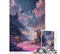 Rompecabezas para Adultos: 1000 Piezas de Paisaje Extraterrestre con orbe Flotante Juguete de decoración de Pared Gran Regalo y Juguete para Juego Educativo con póster a Juego y Hoja de Trivia