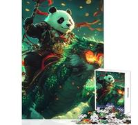 Rompecabezas para Adultos 1000 Piezas de Panda Jinete sobre dragón Juguete para decoración de Pared Regalos de Amigo Secreto Juegos relajantes colección de Artistas Bellas Artes tamaño 38x52cm