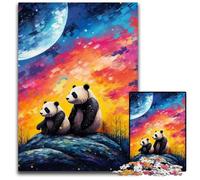 Rompecabezas para Adultos: 1000 Piezas de Pandas galácticos. Rompecabezas Educativo para Adultos. Decoración artística para el hogar y la Oficina. A Partir de 14 años. 26x38cm/10,23x14,96 Pulgadas.