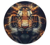 Rompecabezas para Adultos, 1000 Piezas de Papel Redondas de Tigres Relámpagos Elementales, decoración Colorida para el hogar y Juego Interactivo Familiar, Regalo Ideal (67,5 x 67,5 cm)