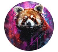 Rompecabezas para Adultos, 1000 Piezas de Papel Redondo de Panda Rojo de Colores, Ideal para Decorar el hogar y Jugar en Familia, (67,5 x 67,5 cm)