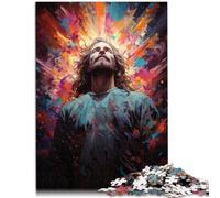 Rompecabezas para adultos 1000 piezas de pintura al óleo de Jesús juego de rompecabezas 26 x 38 cm con póster y hoja de preguntas para los 14 años y más