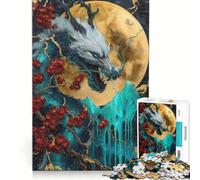 Rompecabezas para Adultos: 1000 Piezas de Pintura de Dragones y Lunas, Juego práctico, Carrera de Velocidad Manual, cumpleaños y Navidad 38x26cm