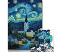 Rompecabezas para Adultos: 1000 Piezas de Pueblo bajo el Cielo Nocturno, un Juego desafiante y Educativo para Toda la Familia, Ideal para cumpleaños y Navidad (75x50cm)