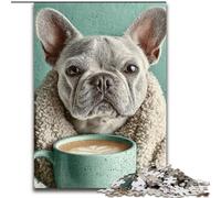 Rompecabezas para Adultos, 1000 Piezas de Pug Tomando café, 50x75cm, Ideal para la Familia, decoración del hogar, Regalo navideño