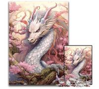 Rompecabezas para Adultos: 1000 Piezas de Rompecabezas de Cerezas y Dragones japoneses para Adolescentes y coleccionistas. Ideal como decoración del hogar y Regalo de Viaje. 50x75cm.