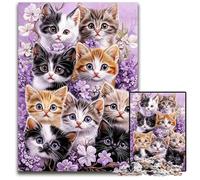 Rompecabezas para Adultos 1000 Piezas de Rompecabezas de Madera de Gatito Lavanda cumpleaños, festividades y Navidad 50x75cm