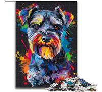 Rompecabezas para Adultos, 1000 Piezas de Schnauzer Miniatura DJ Neon, Hecho de cartón, Juego Familiar Interactivo, decoración del hogar DIY, Regalo desafiante y acertijo, 1000 Piezas(26x38cm)