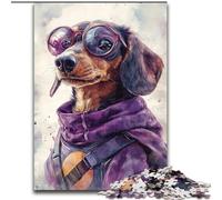 Rompecabezas para Adultos, 1000 Piezas de Superman Dachshund de Madera, Ideal para divertirse en Familia Vacaciones y cumpleaños Tamaño 50x75cm