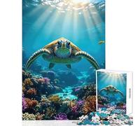 Rompecabezas para Adultos: 1000 Piezas de Tortugas Marinas en arrecifes de Coral Juguetes de decoración para el hogar Regalos de Amigo Secreto Juego de ingenio Cada Pieza es única - Tamaño: 38x26cm