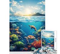Rompecabezas para Adultos: 1000 Piezas de Tortugas Marinas y arrecifes de Coral Decoración de Pared Regalos y Juguetes educativos con póster y Hoja de Trivia a Juego Tamaño: 38x52cm
