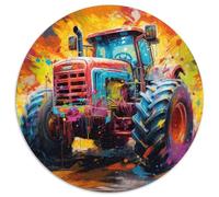 Rompecabezas para Adultos, 1000 Piezas de Tractor Redondo de Papel, Ideal para Decorar y estimular el Cerebro, Regalos navideños 67,5 x 67,5 cm