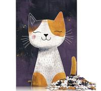 Rompecabezas para Adultos: 1000 Piezas de un Lindo Gato calicó, Rompecabezas de Madera para Adultos y Adolescentes, Juegos Familiares, cumpleaños (75 x 50 cm)