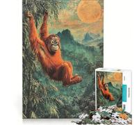 Rompecabezas para Adultos 1000 Piezas de un orangután en la Jungla Juegos Divertidos para ejercitar la Mente y Las Manos y Fortalecer el Amor en Pareja 38x26cm