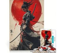 Rompecabezas para Adultos 1000 Piezas de una Mujer samurái con Katana Juegos Divertidos para ejercitar la Mente y Las Manos y Fortalecer el Amor en Pareja 38x52cm