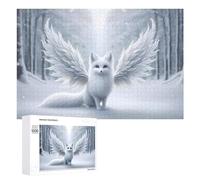 Rompecabezas para adultos, 1000 piezas de zorro ángel de nieve en bosque de invierno, rompecabezas para adultos, juego de acertijo cerebral, decoración de pared, regalo de cumpleaños, regalos, 1000